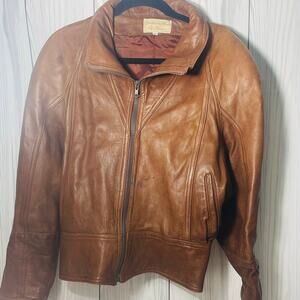 Vintage 80's Giovinezza Moda Rocco Brown Moto Leather Jacket Medium